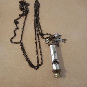 $1🎄Vintage Whistle Charm Necklace Long Chain